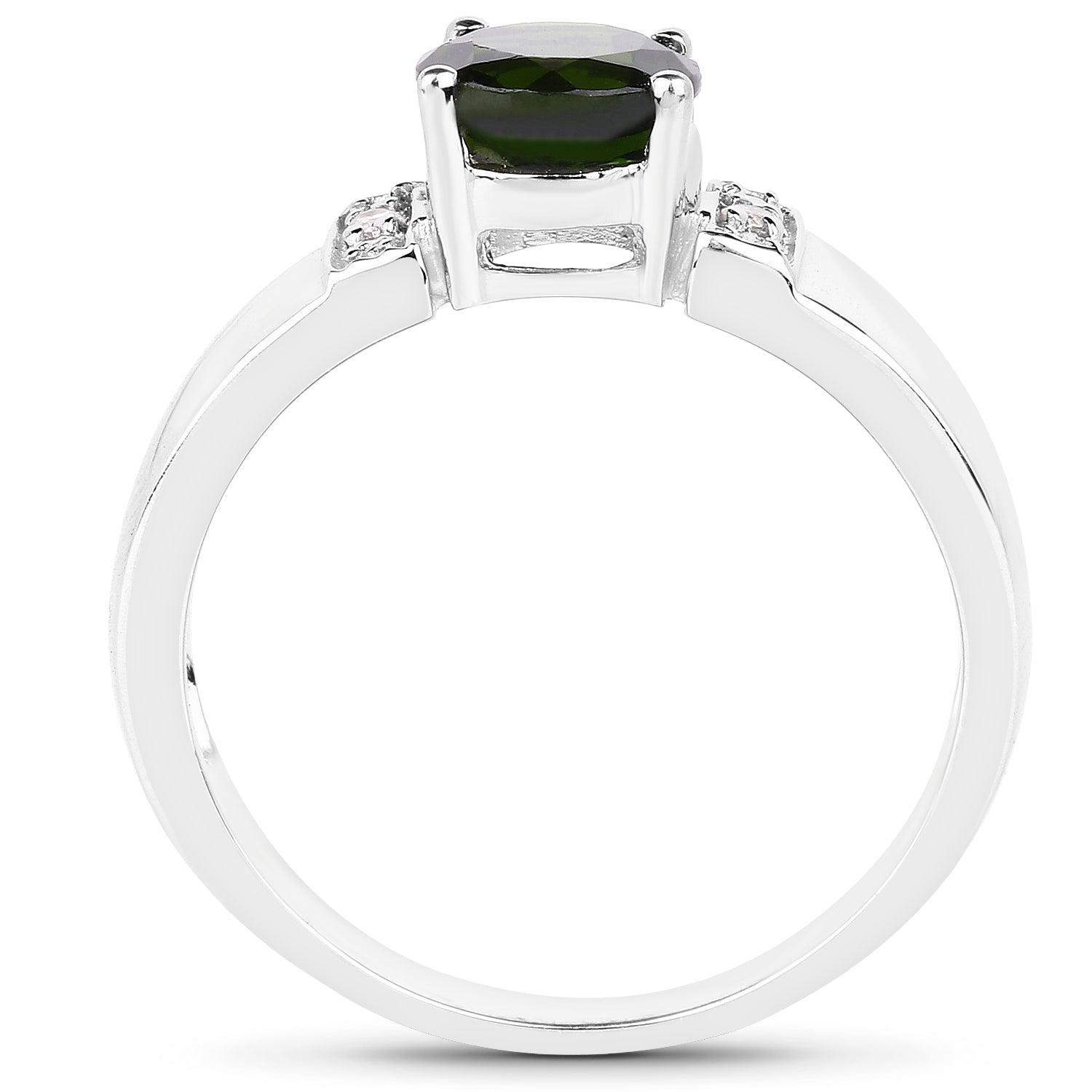 1.29 Carat Genuine Chrome Diopside and White Topaz .925 Sterling Silver Ring by Bids.com