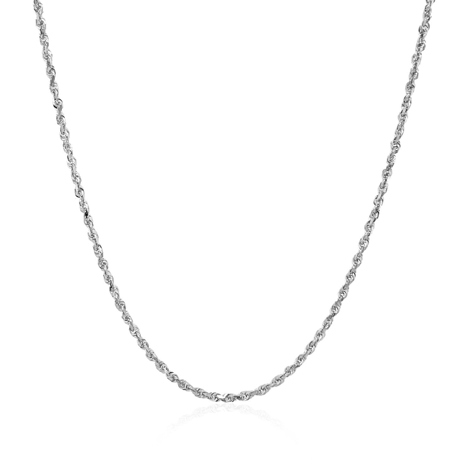 10k White Gold Solid Diamond Cut Rope Chain 1.4mm by Bids.com
