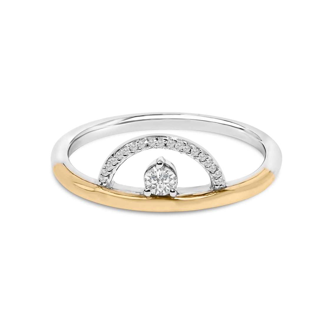 14K Yellow Gold Plated Sterling Silver 1/10 Cttw Diamond Arc Ring by Bids.com