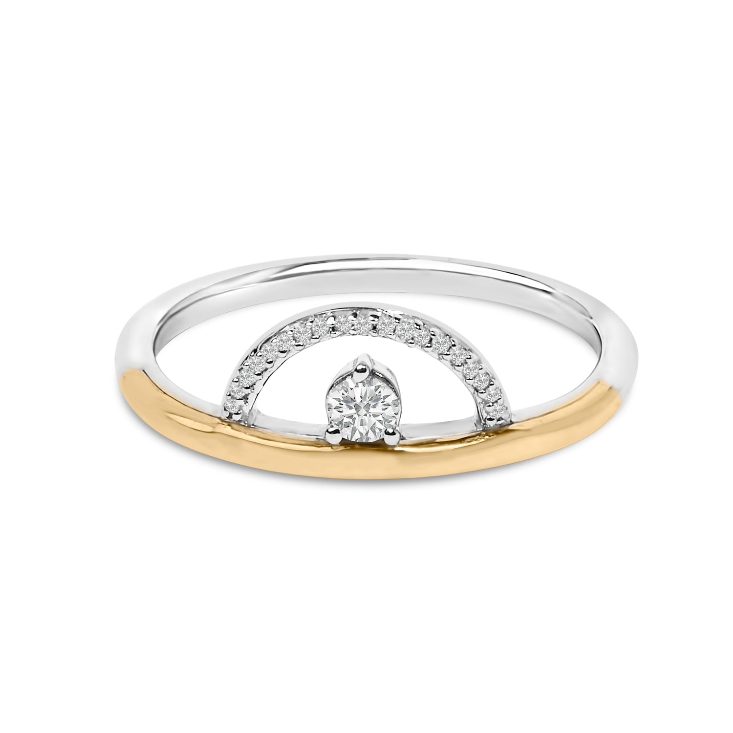 14K Yellow Gold Plated Sterling Silver 1/10 Cttw Diamond Arc Ring by Bids.com