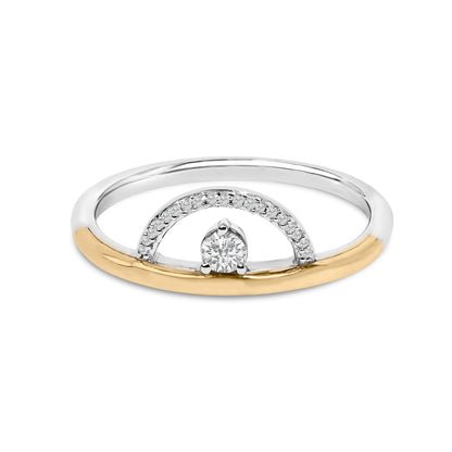 14K Yellow Gold Plated Sterling Silver 1/10 Cttw Diamond Arc Ring by Bids.com