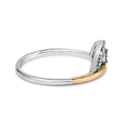 14K Yellow Gold Plated Sterling Silver 1/10 Cttw Diamond Arc Ring by Bids.com
