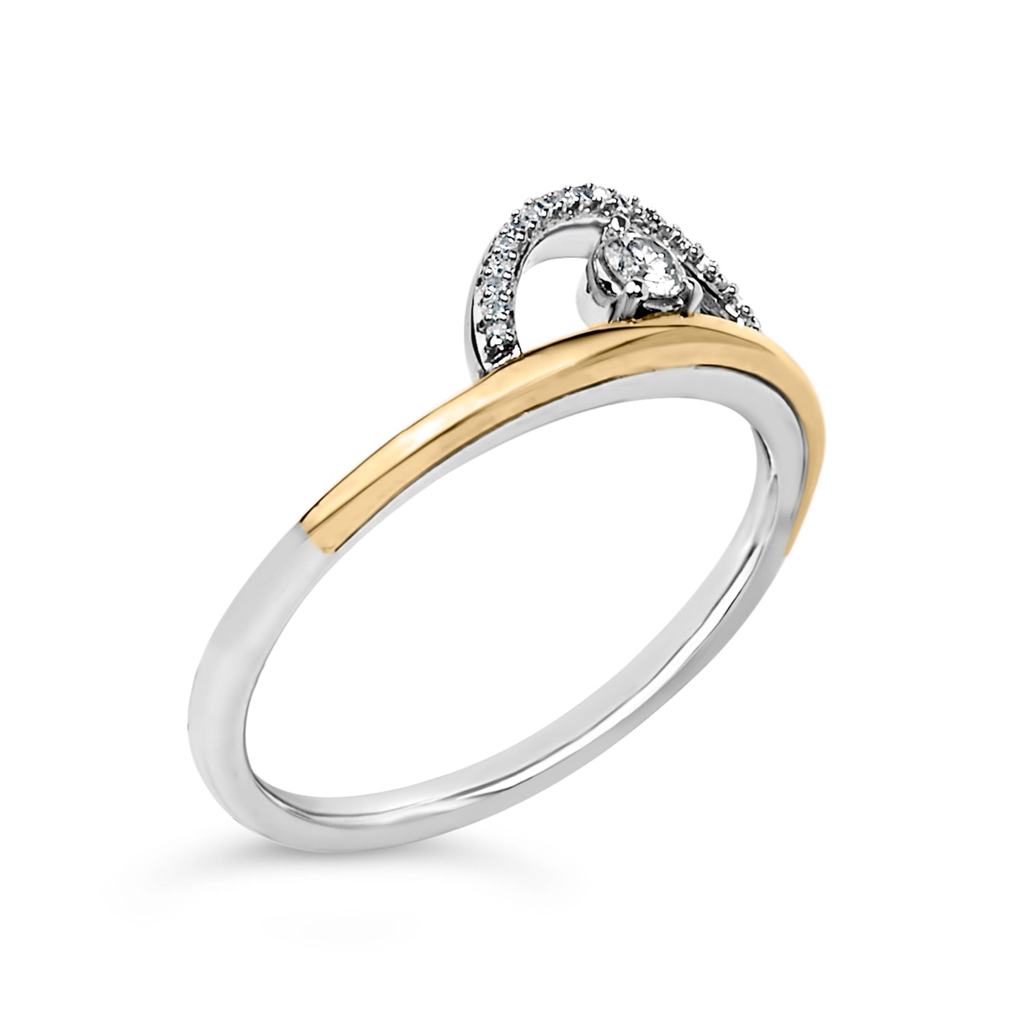 14K Yellow Gold Plated Sterling Silver 1/10 Cttw Diamond Arc Ring by Bids.com
