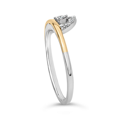 14K Yellow Gold Plated Sterling Silver 1/10 Cttw Diamond Arc Ring by Bids.com