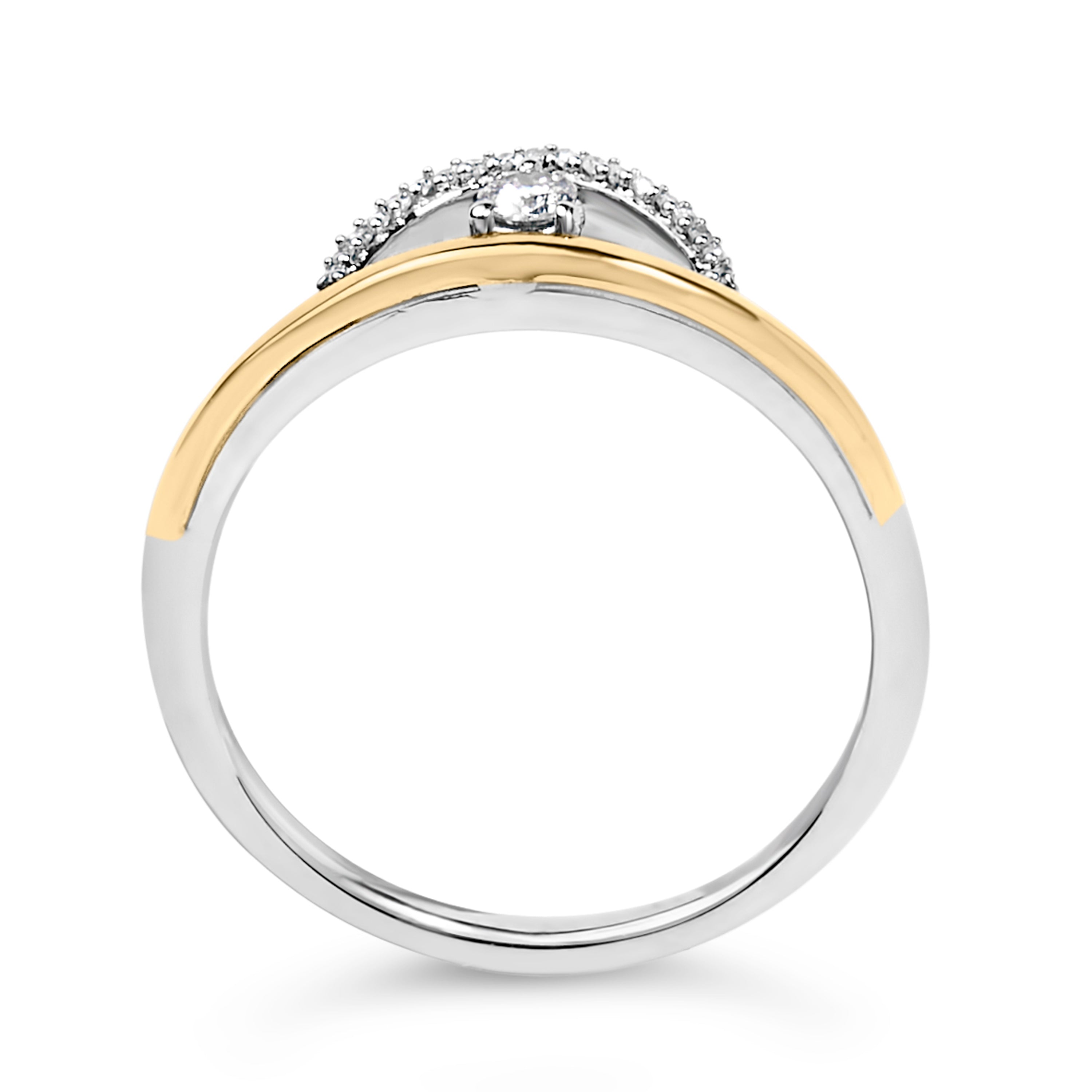 14K Yellow Gold Plated Sterling Silver 1/10 Cttw Diamond Arc Ring by Bids.com