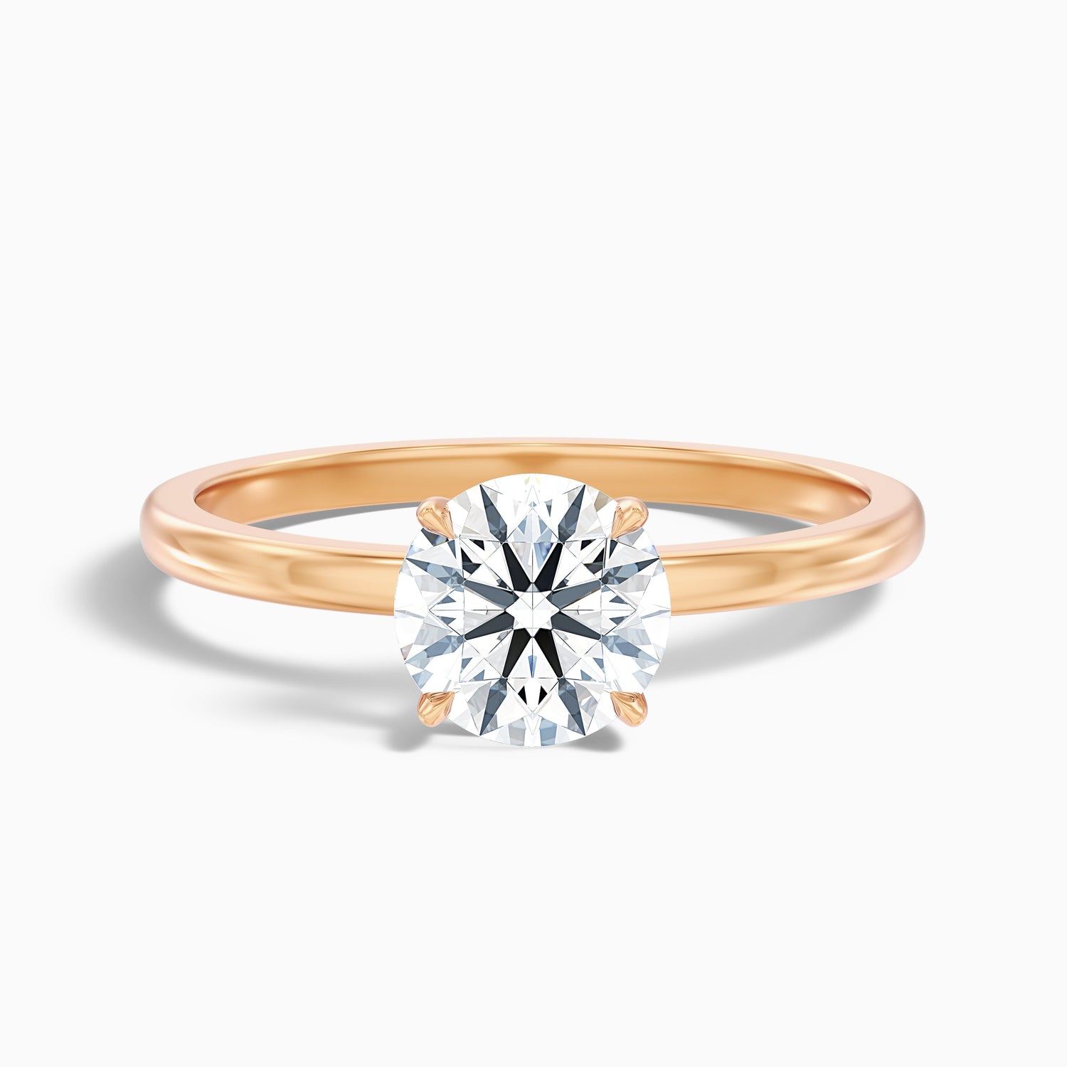 Willy 1 Carat Round Cut Low Profile Solitaire Lab Grown Diamond Ring in 18k Rose Gold