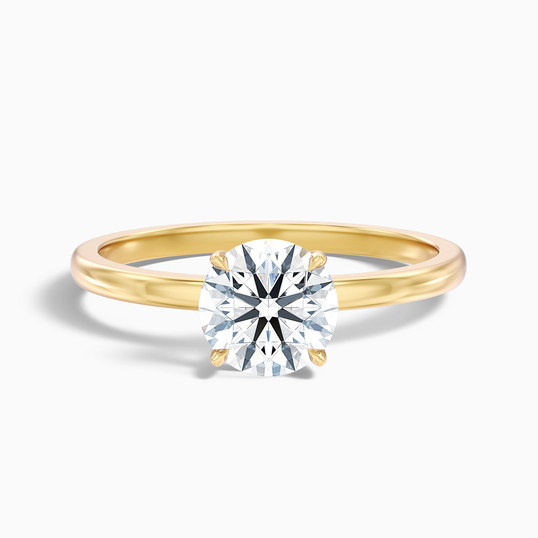 Arlen 5 Carat Round Cut Low Profile Solitaire Moissanite Diamond Ring in 10k Yellow Gold  DestGlow