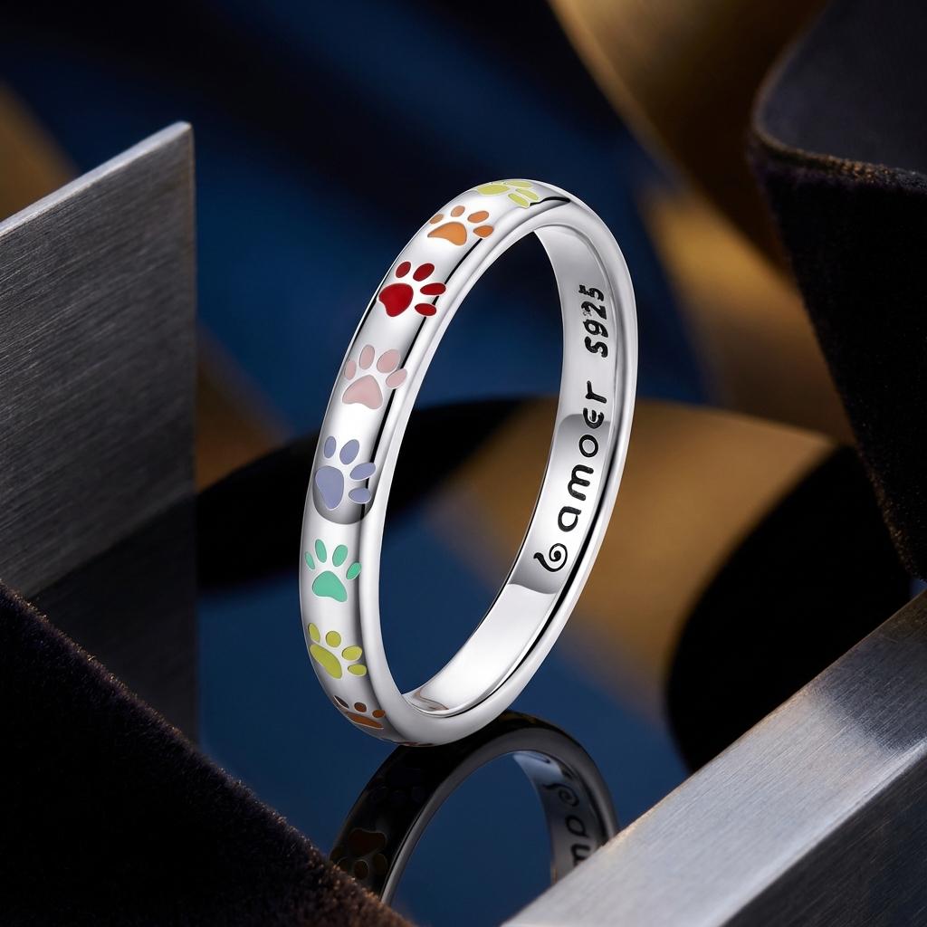 925 Sterling Silver Enamel Oxidized Silver Ring Size 6.0 by Bids.com