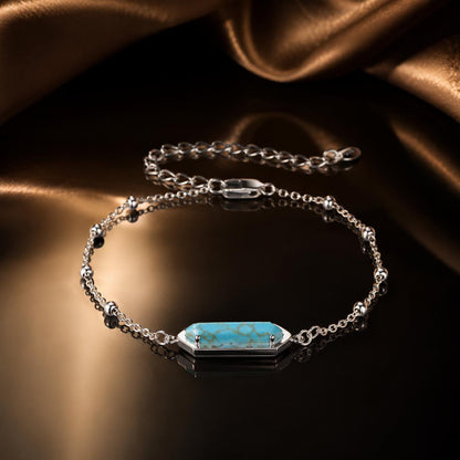 925 Sterling Silver White Gold Plated Bracelets with Synthetic Turquoise for Women  DestGlow