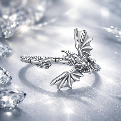 925 Sterling Silver Oxidized Dragon Ring  DestGlow
