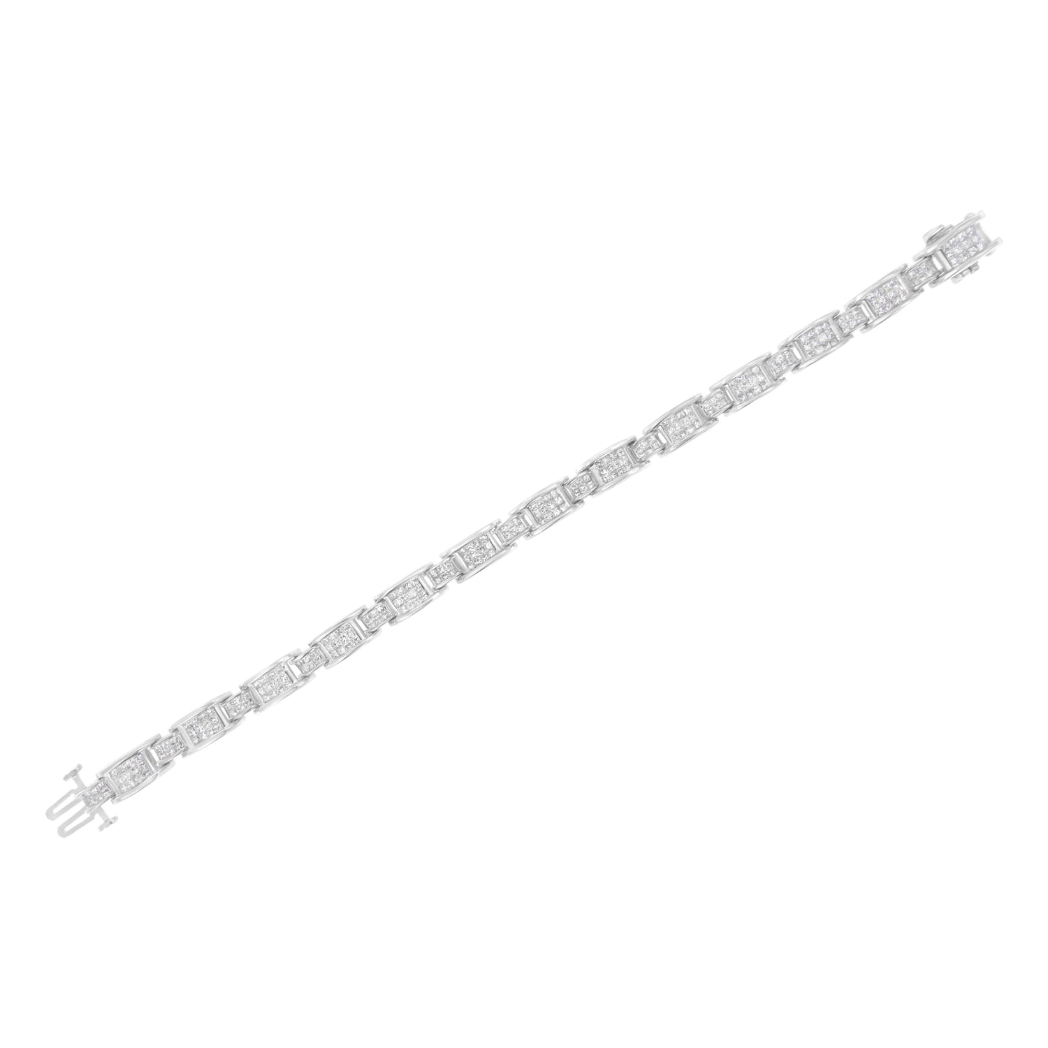 14K White Gold 5.0 Cttw Princess Cut Diamond Invisible Set Alternating Size D Shaped Links Tennis Bracelet (H-I Color, SI2-I1 Clarity) - 7â€ by Bids.com