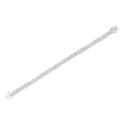 14K White Gold 5.0 Cttw Princess Cut Diamond Invisible Set Alternating Size D Shaped Links Tennis Bracelet (H-I Color, SI2-I1 Clarity) - 7â€ by Bids.com