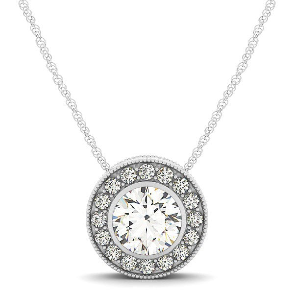 Diamond Halo with Center Bezel in 14k White Gold (5/8 cttw) by Bids.com