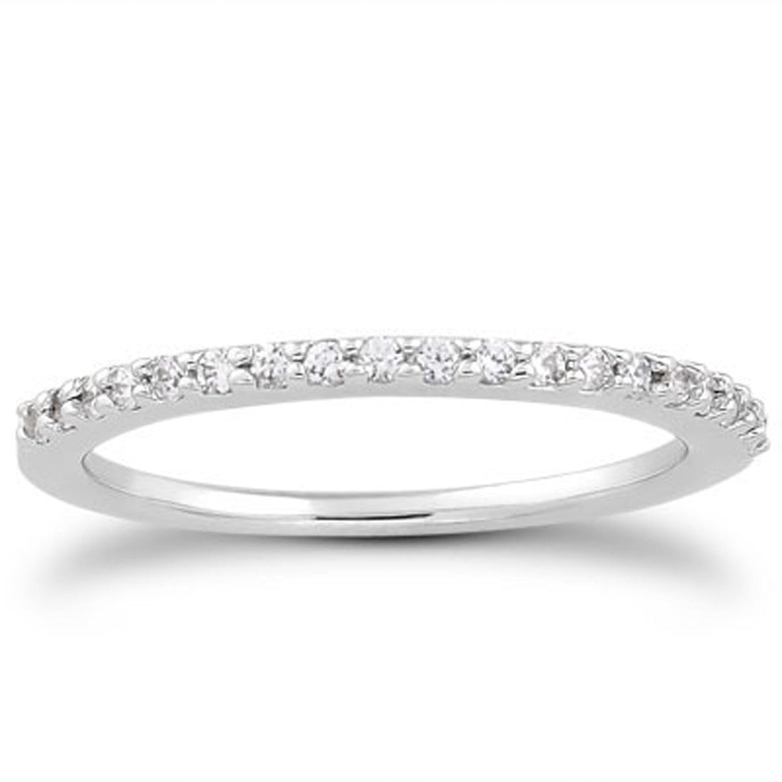 14k White Gold Slim Profile Diamond Micro Prong Diamond Wedding Ring Band by Bids.com