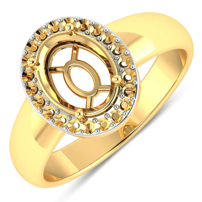 0.22 Carat Genuine White Diamond 14K Yellow Gold Semi Mount Ring - holds 9x7mm Oval Gemstone by Bids.com