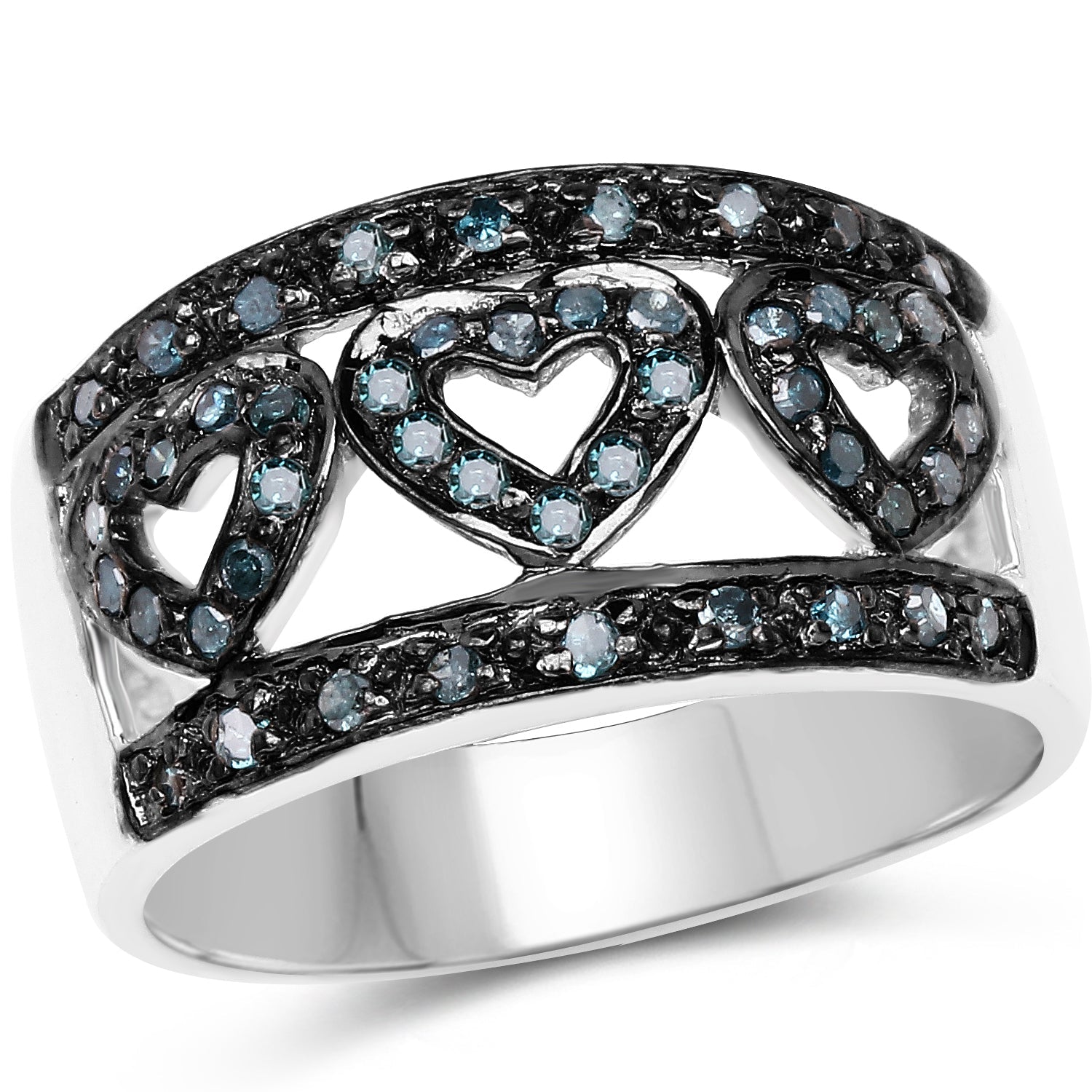 0.32 Carat Genuine Blue Diamond .925 Sterling Silver Ring by Bids.com