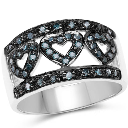 0.32 Carat Genuine Blue Diamond .925 Sterling Silver Ring by Bids.com