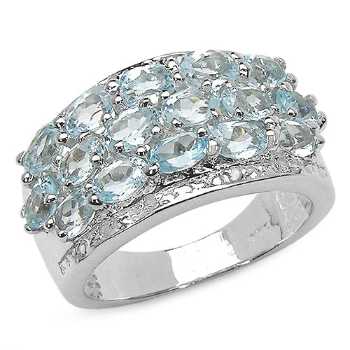3.24 Carat Genuine Blue Topaz &amp; White Topaz .925 Sterling Silver Ring by Bids.com