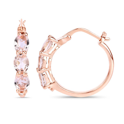 1.63 Carat Genuine Morganite and White Diamond .925 Sterling Silver Earrings by Bids.com