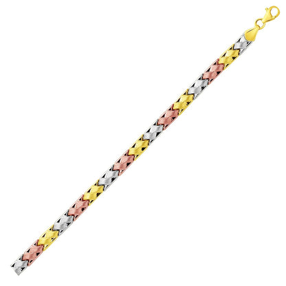 14k Tri-Color Gold Weave Design Bracelet by Bids.com