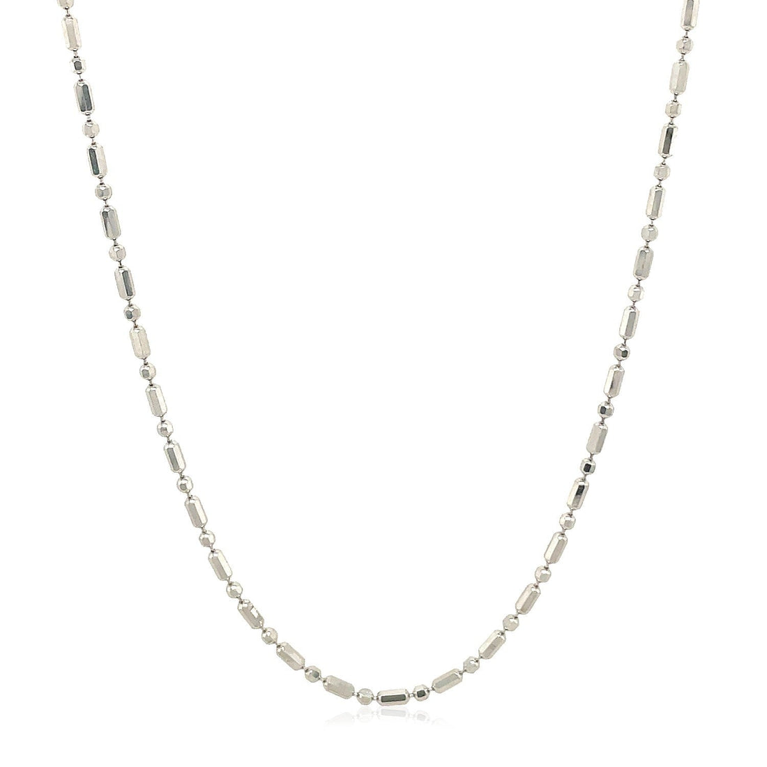 14k White Gold Diamond-Cut Alternating Bead Chain 1.5mm by Bids.com