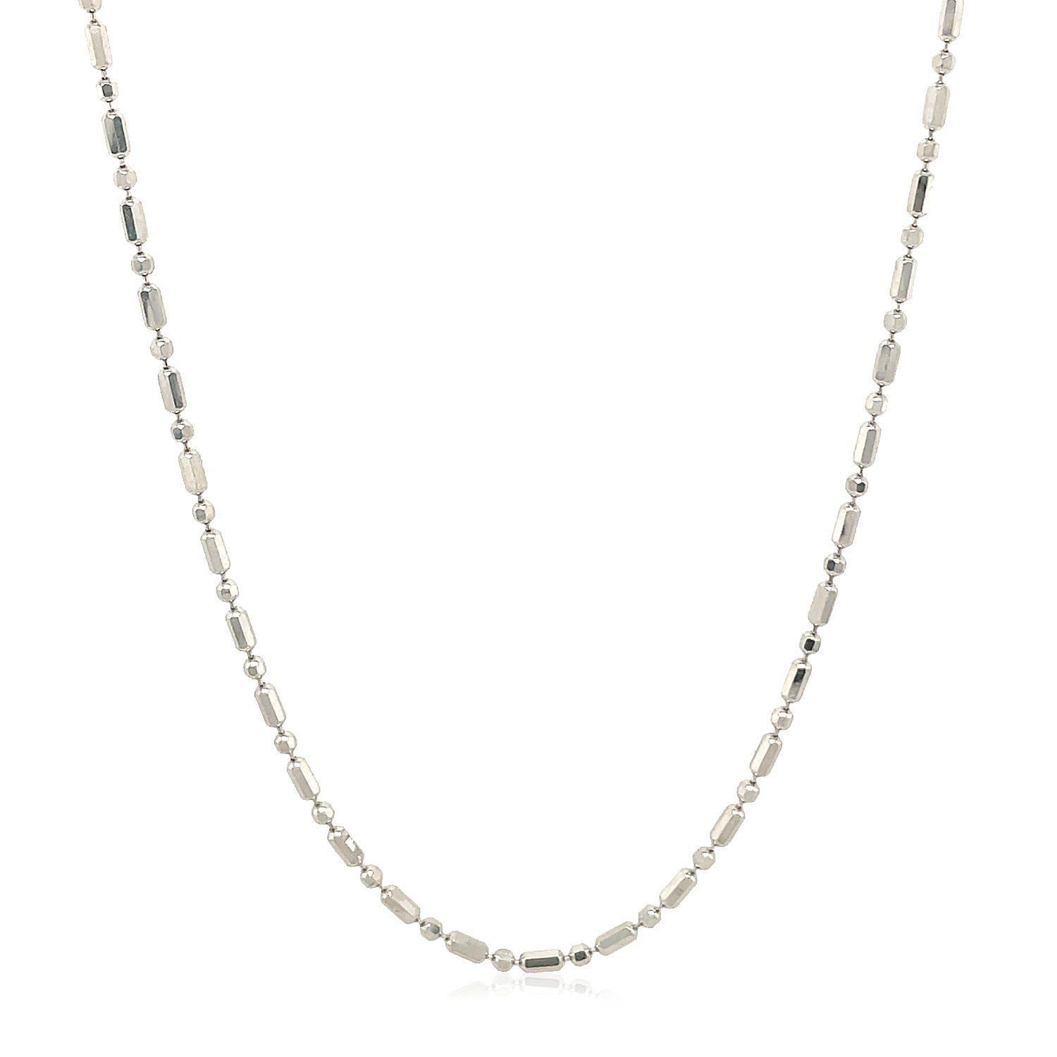 14k White Gold Diamond-Cut Alternating Bead Chain 1.5mm by Bids.com
