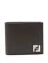 Fendi Men Leather And Ff Canvas Compact Bi-Fold Wallet 