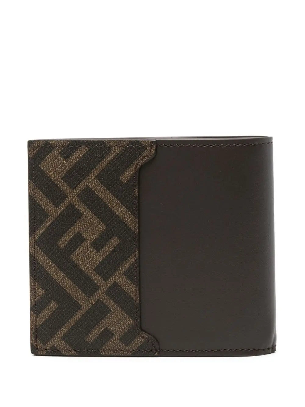 Fendi Men Leather And Ff Canvas Compact Bi-Fold Wallet 