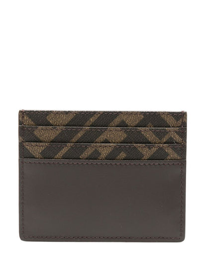 Fendi Men Leather And Ff Canvas Squared Card Holder 