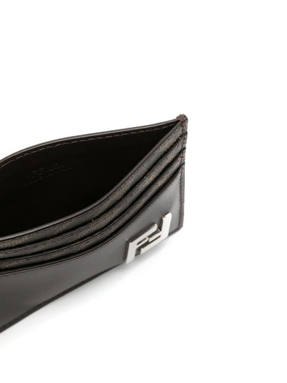 Fendi Men Leather And Ff Canvas Squared Card Holder 