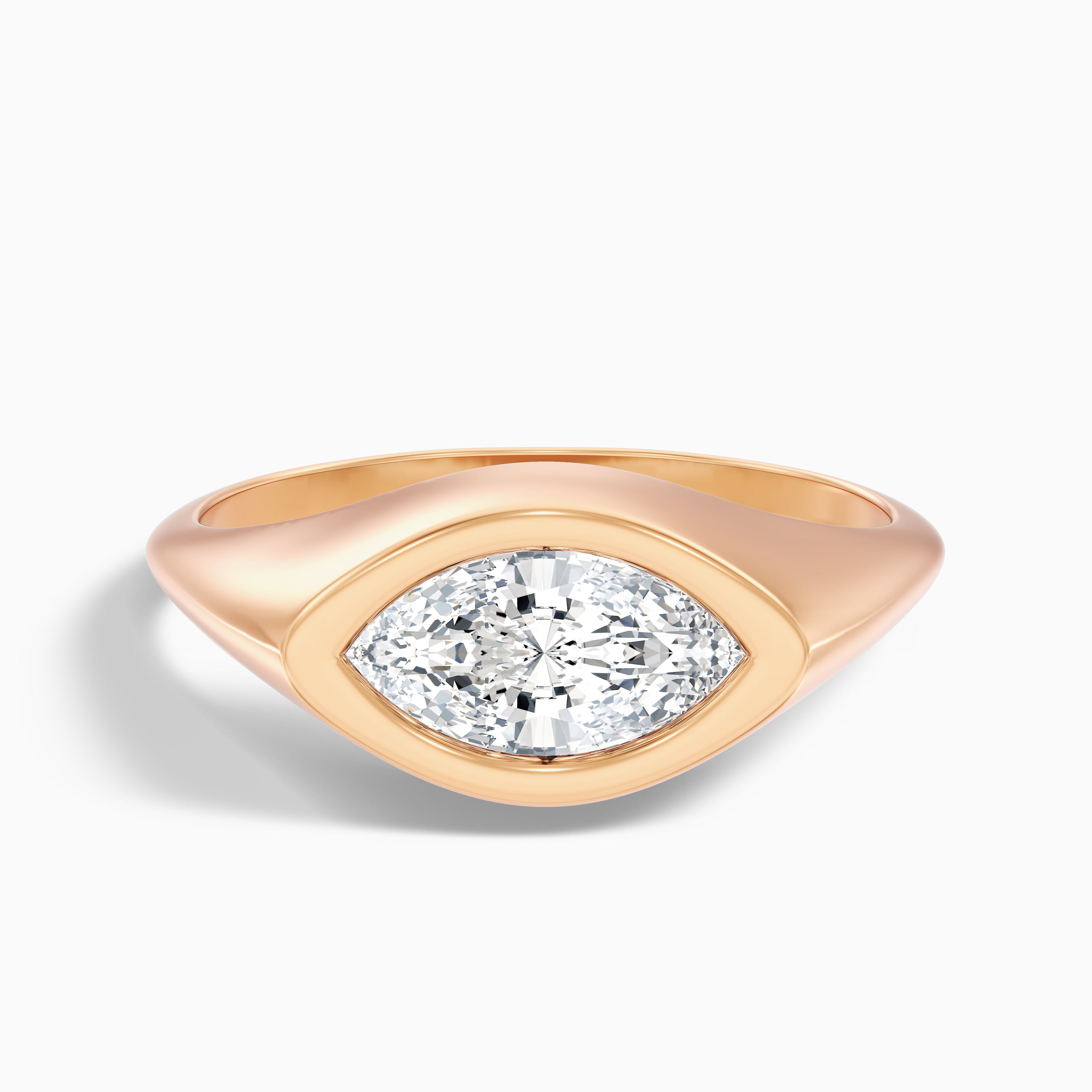 Alina 1 Carat Marquise East West Bezel Moissanite Diamond Ring In 10k Yellow Gold
