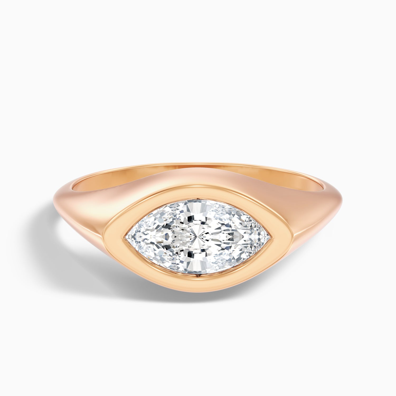 Alina 3.5 Carat Marquise East West Bezel Moissanite Diamond Ring In 10k Yellow Gold