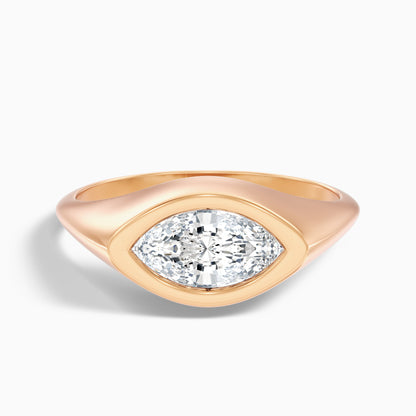Alina 3 Carat Marquise East West Bezel Moissanite Diamond Ring In 14k Rose Gold