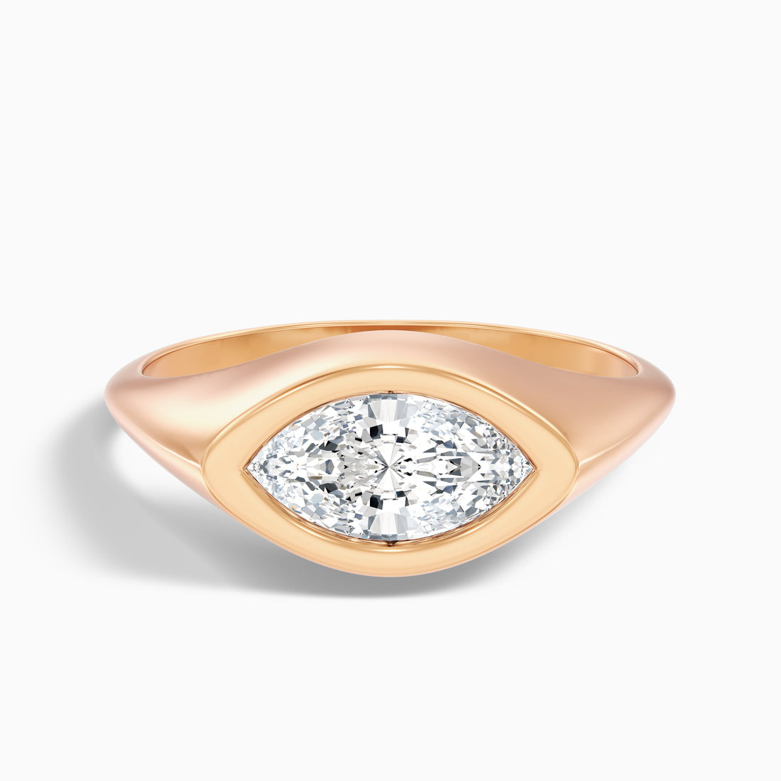 Alina 1.5 Carat Marquise East West Bezel Moissanite Diamond Ring In 14k Rose Gold  DestGlow