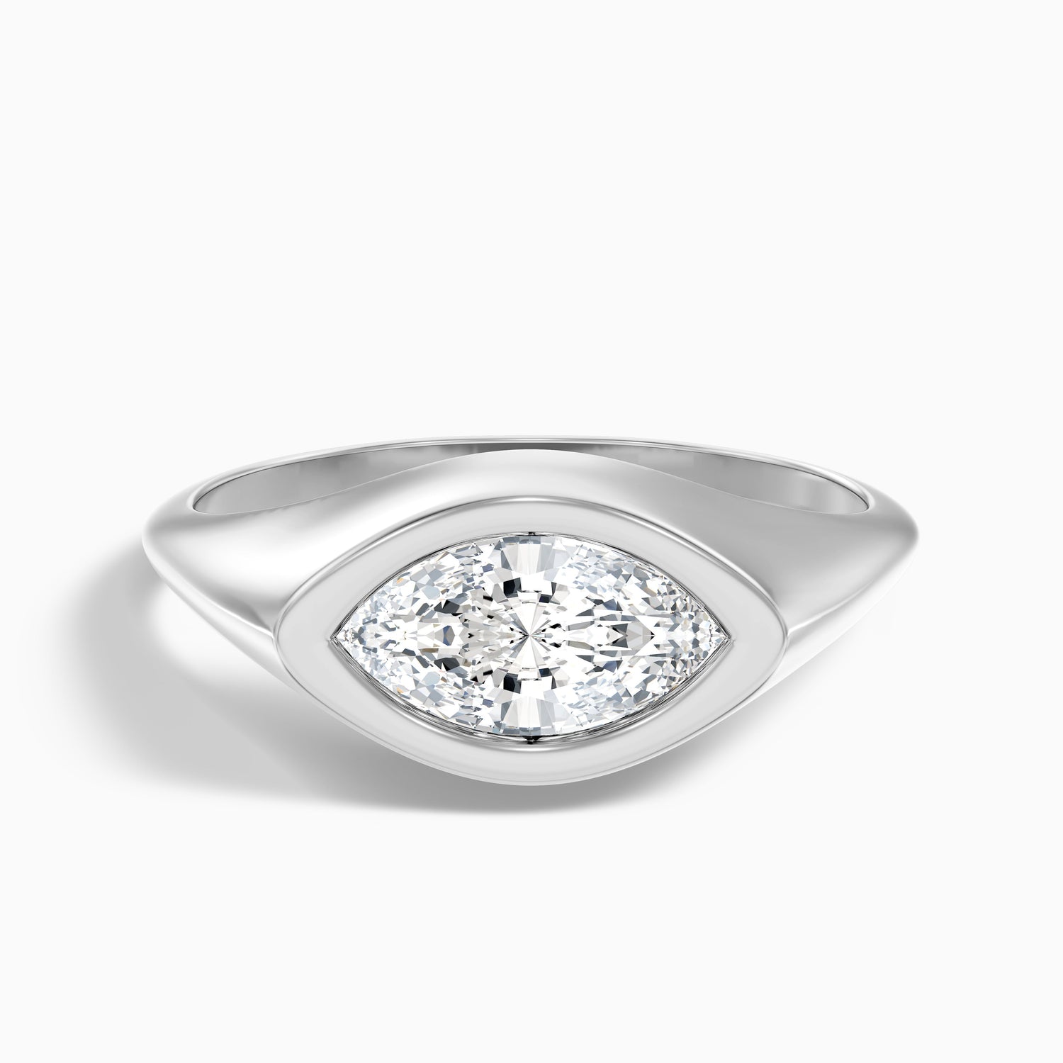 Alina 3 Carat Marquise East West Bezel Moissanite Diamond Ring In 18k Yellow Gold