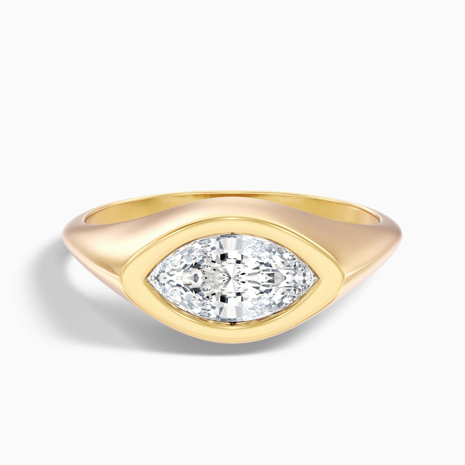 Alina 3.5 Carat Marquise East West Bezel Moissanite Diamond Ring In 18k White Gold