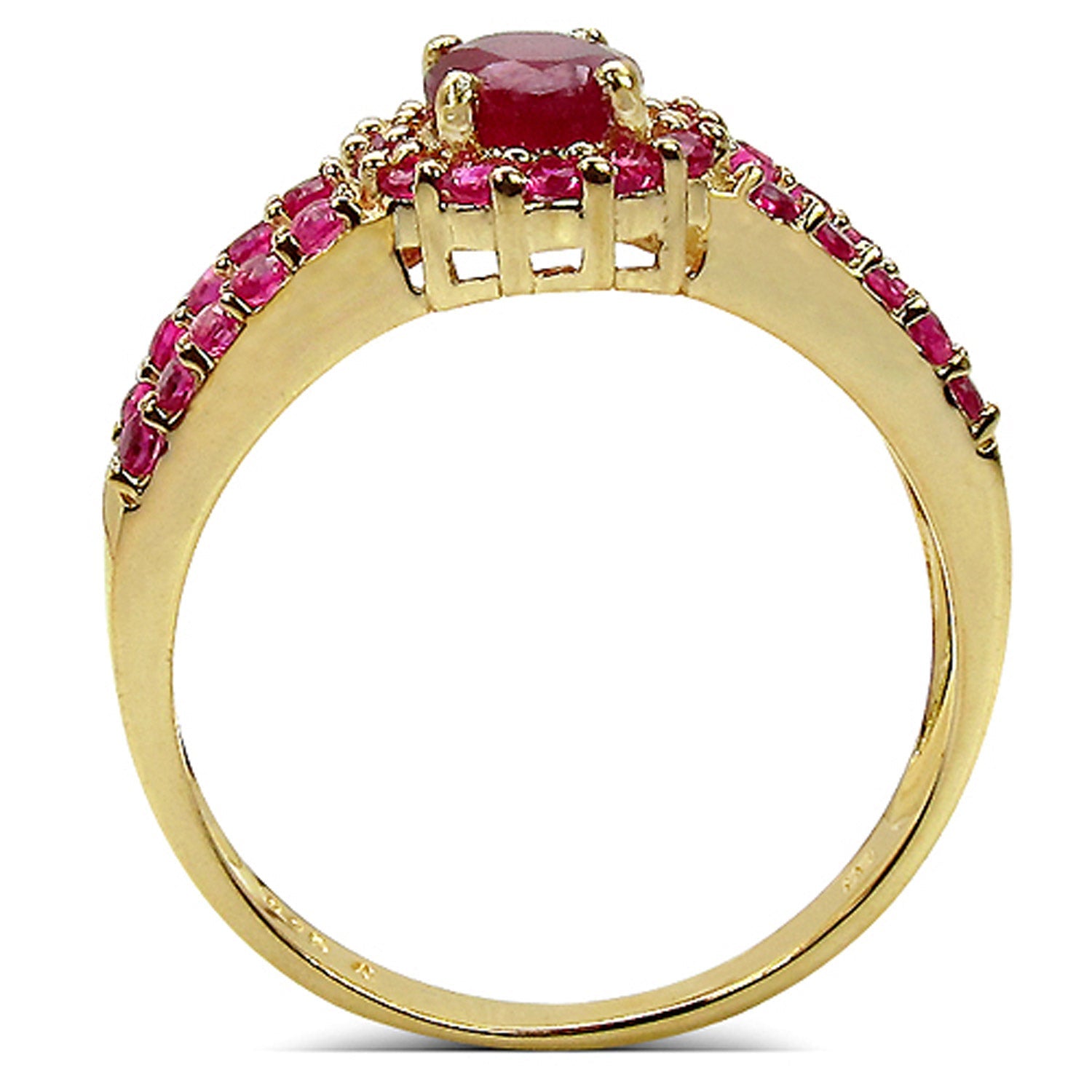 2.89 Carat Glass Filled Ruby, Created Ruby and White Topaz .925 Sterling Silver Ring by Bids.com
