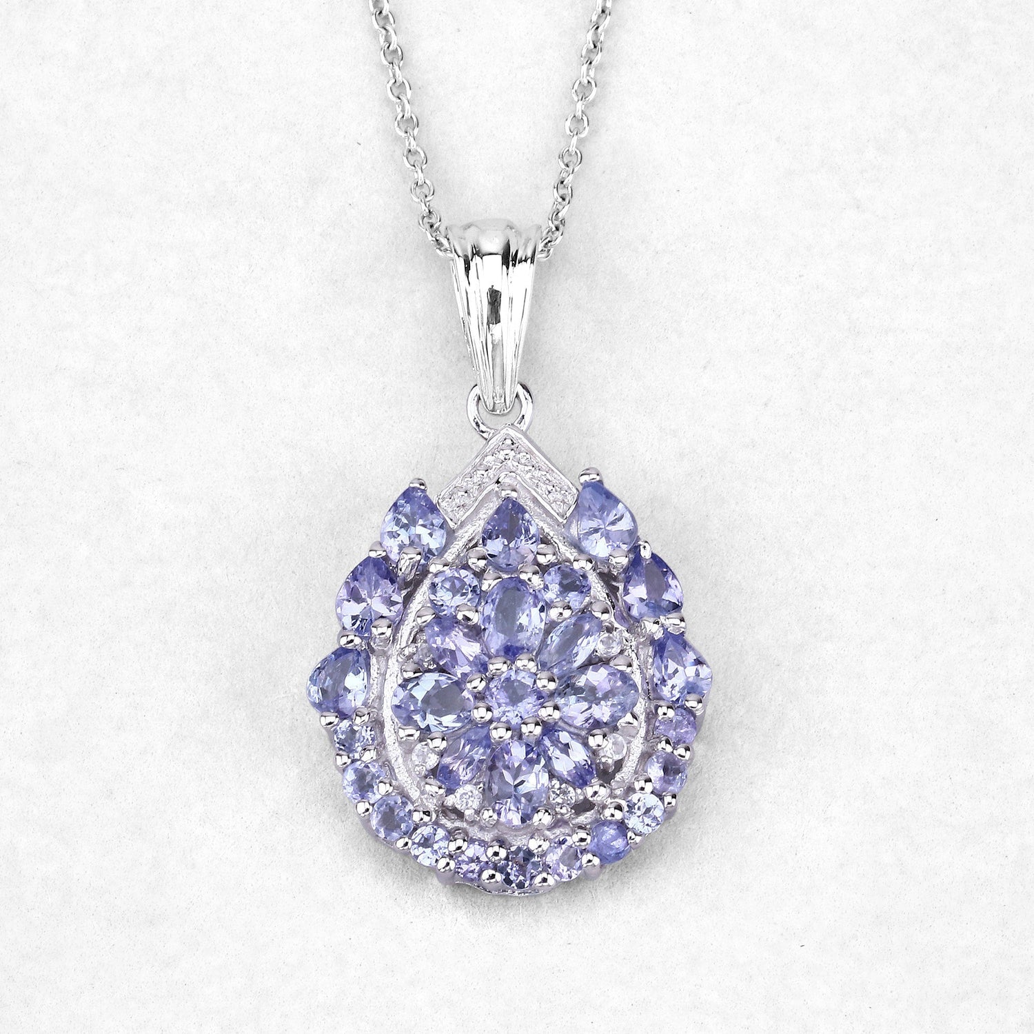 2.64 Carat Genuine Tanzanite and White Topaz .925 Sterling Silver Pendant  DestGlow