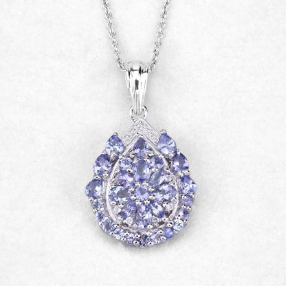 2.64 Carat Genuine Tanzanite and White Topaz .925 Sterling Silver Pendant  DestGlow