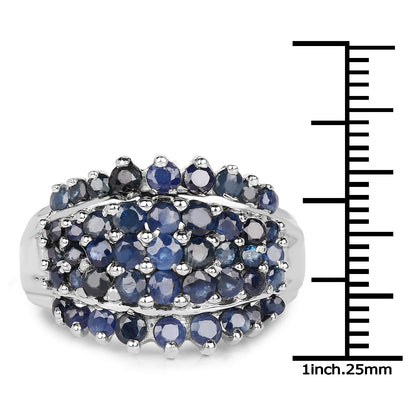 2.70 Carat Genuine Blue Sapphire .925 Sterling Silver Ring by Bids.com