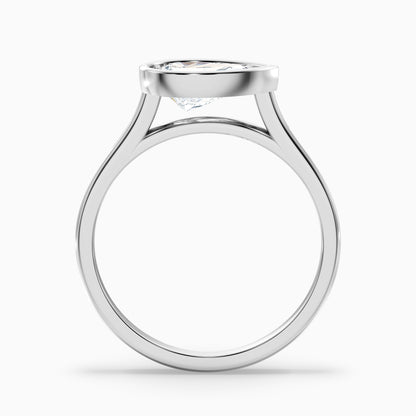 Noele 5.5 Carat Pear Cut East West Bezel Moissanite Diamond Ring in 14k White Gold