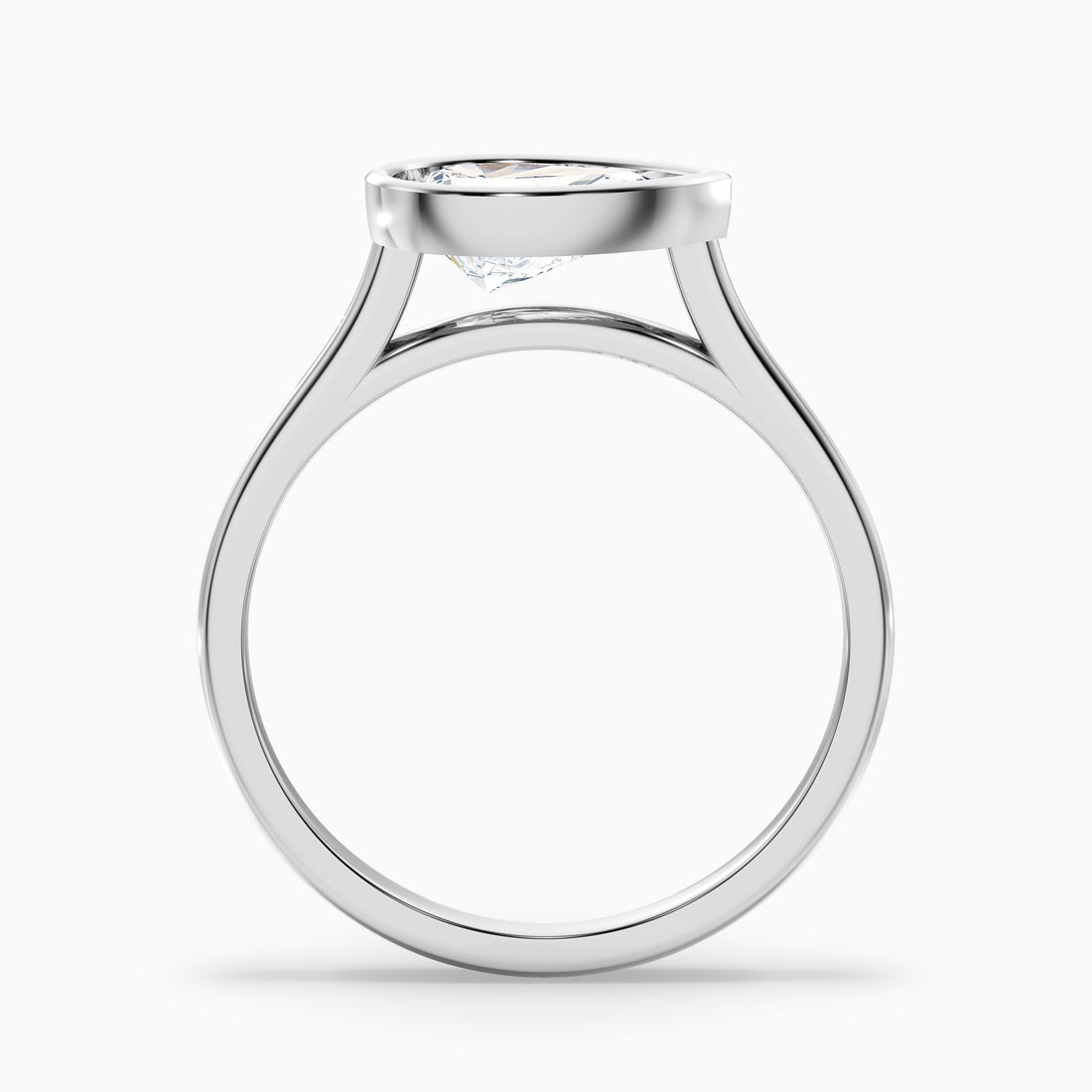Edie 2 Carat Pear Cut East West Bezel Lab Grown Diamond Engagement Ring in Platinum  DestGlow