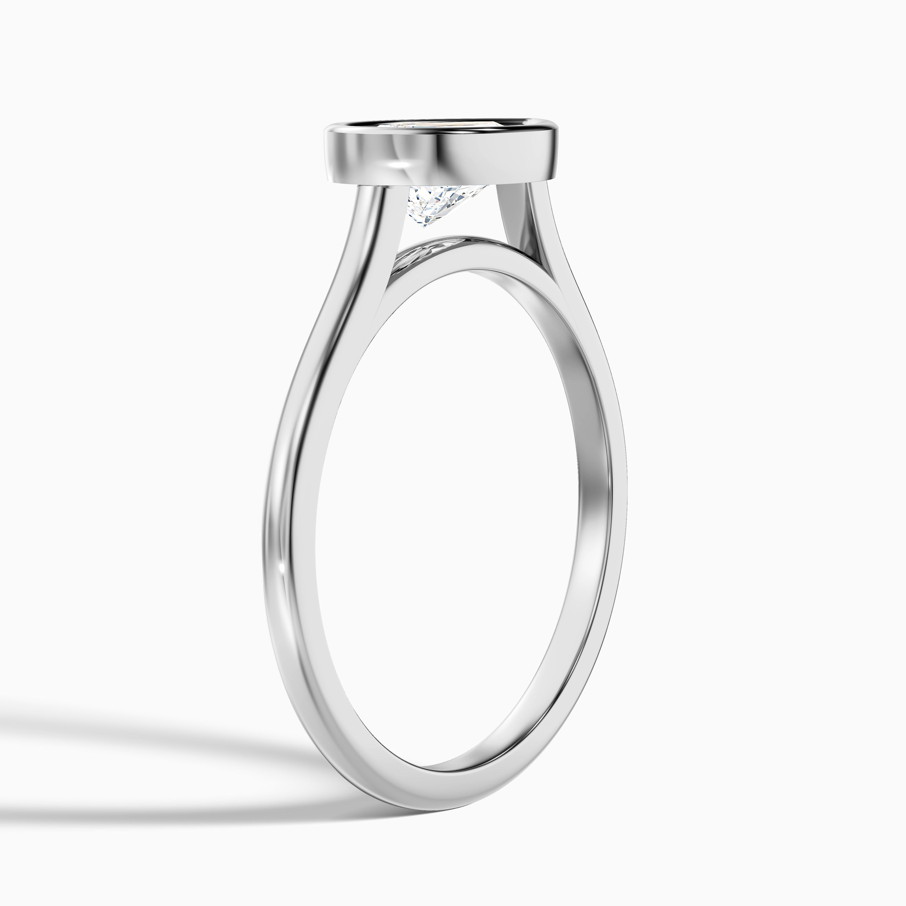 Edie 5 Carat Pear Cut East West Bezel Lab Grown Diamond Engagement Ring in 14k White Gold