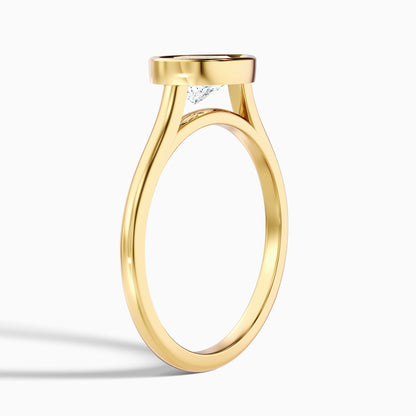 Edie 3.5 Carat Pear Cut East West Bezel Lab Grown Diamond Engagement Ring in 14k White Gold