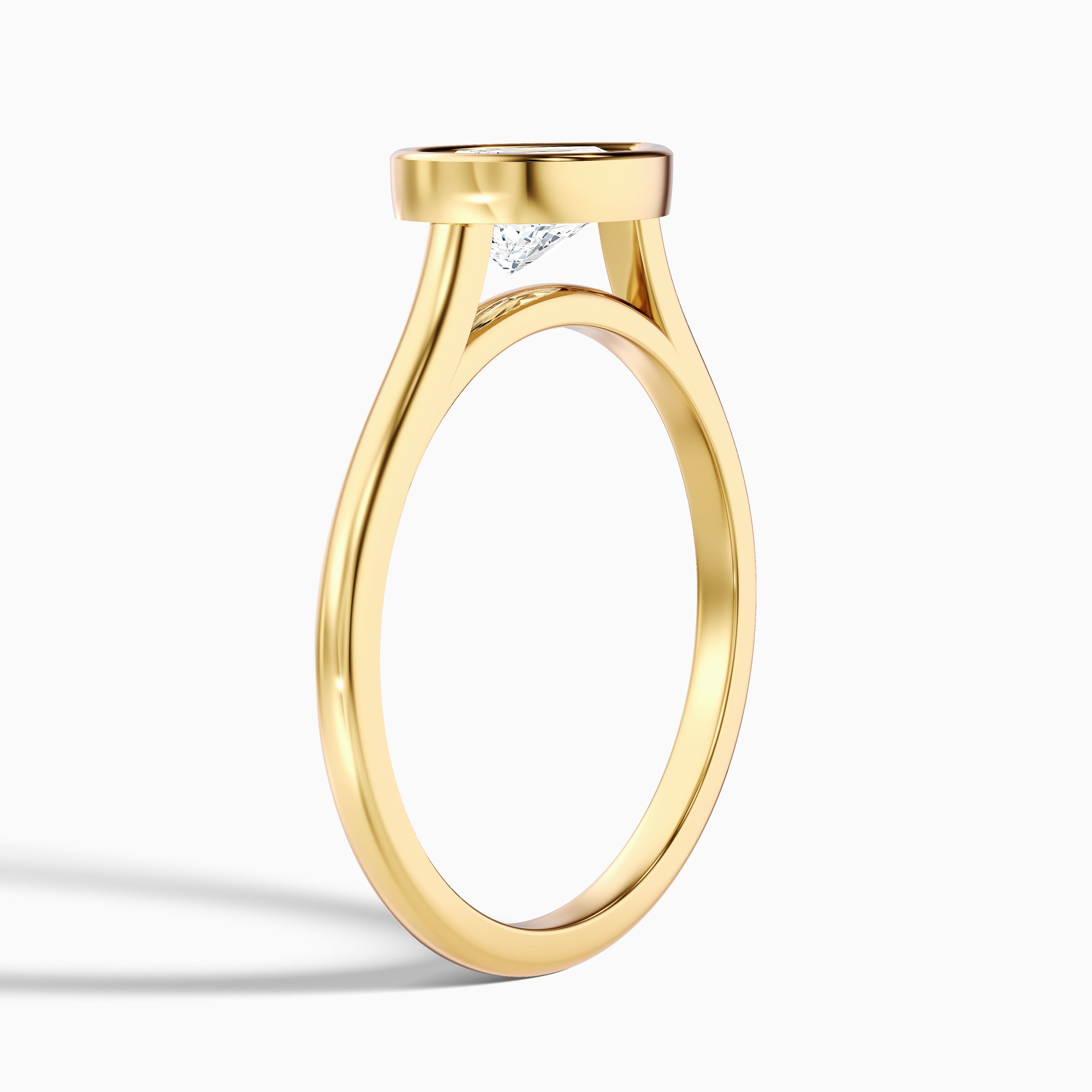 Edie 1.5 Carat Pear Cut East West Bezel Lab Grown Diamond Engagement Ring in 18k Yellow Gold