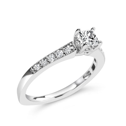 14K White Gold Diamond 1/2 Cttw Princess Cut Diamond Engagement Ring (G-H Color, VS2-SI1 Clarity) - Size 7 by Bids.com