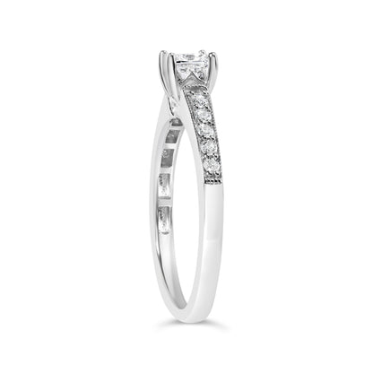14K White Gold Diamond 1/2 Cttw Princess Cut Diamond Engagement Ring (G-H Color, VS2-SI1 Clarity) - Size 7 by Bids.com