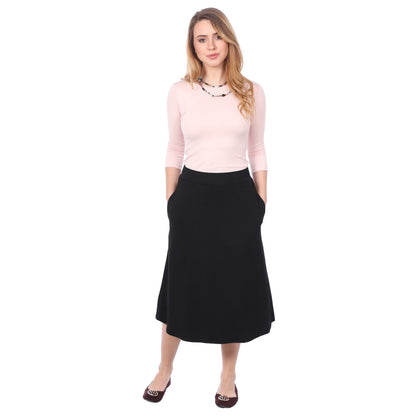 The Perfect A-Line Midi Skirt with Pockets by Kosher Casual USA