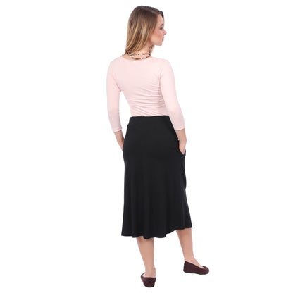 The Perfect A-Line Midi Skirt with Pockets by Kosher Casual USA