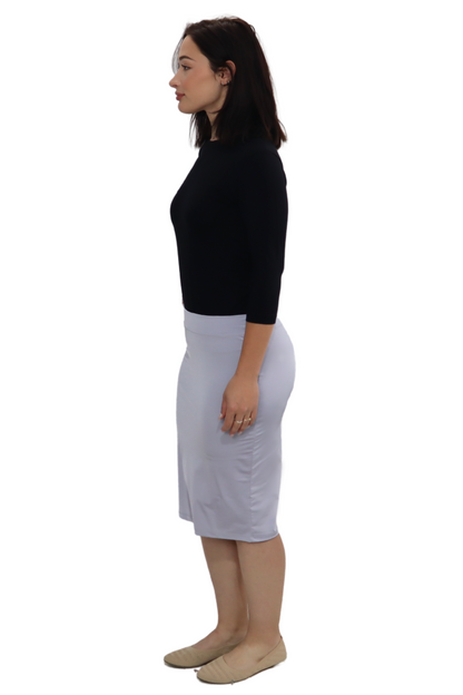Lightweight Silky Fitted Knee-Length Pencil Skirt in Stretch Nylon by Kosher Casual USA
